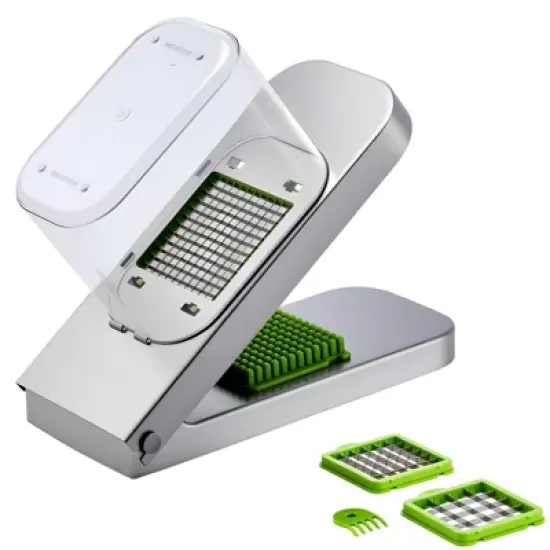 VEVOR Vegetable Chopper, Food Veggie Cutter with 3 Stainless Steel Blades, Onion Slicer with Container, Silver image {8}