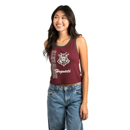 Harry Potter Hogwarts Crest Sleeveless Cardinal Red Women's Chunk Rib Tank Top image {2}