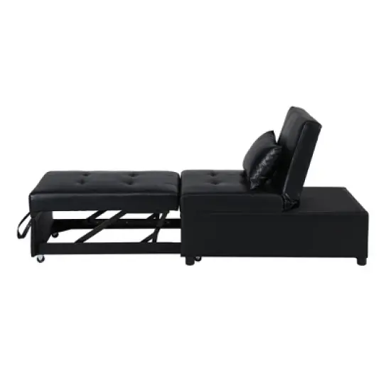 Folding Ottoman Sofa Bed BLACK image {6}