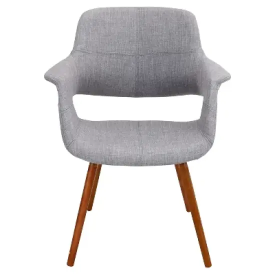 Vintage Flair Mid Century Modern Walnut Wood Legged Dining Chair Polyester/Light Gray - LumiSource image {4}