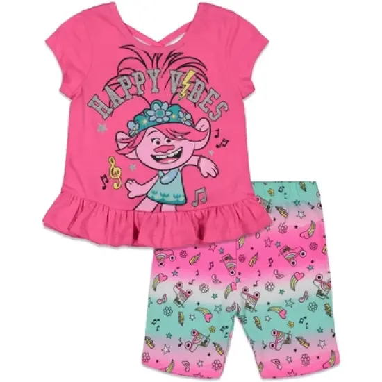 TROLLS Poppy Little Girls Ruffled T-Shirt Bike Shorts Set Pink  image {4}