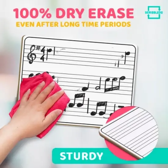 SCRIBBLEDO Music Staff Dry Erase 9"X12" Board 10-Pack, Erasers Included image {2}