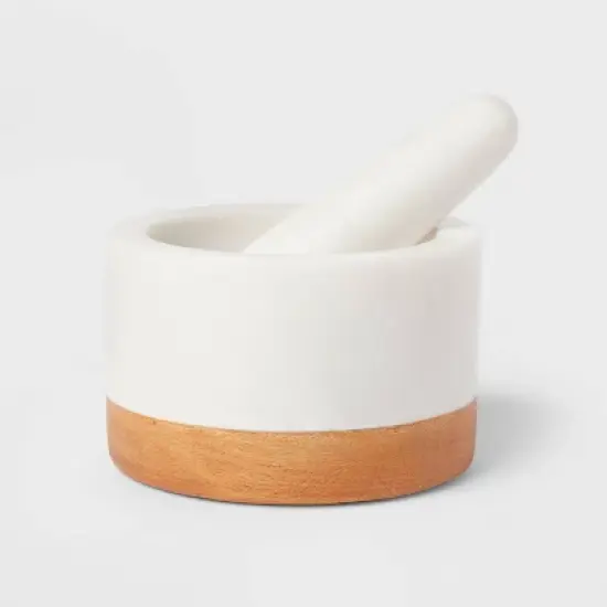 Marble/Wood Mortar and Pestle - Threshold&trade; image {3}