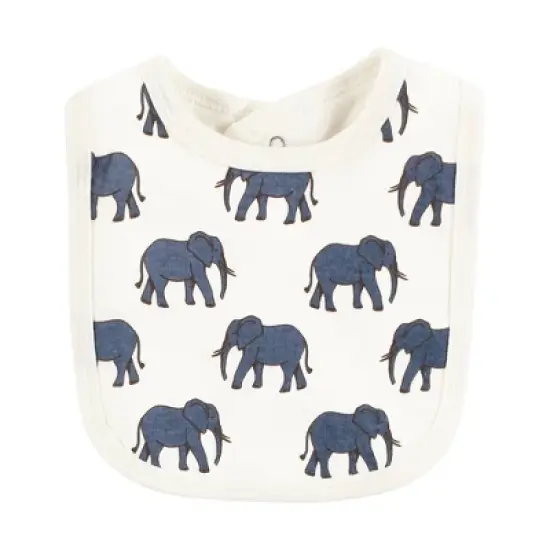 Touched by Nature Infant Boy Organic Cotton Bibs, Classic Safari Animals, One Size image {2}