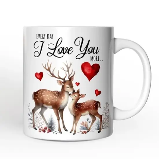 Valentine Deer Anniversary Mug for Couple, Together Keepsake Romantic Gift (Non-Custom Only)| OrnamentallyYou image {4}