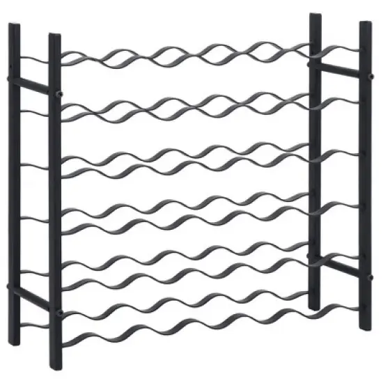 vidaXL Black Iron Wine Rack - Stylish, Durable and High-Capacity Storage Solution for Up to 36 Wine Bottles, Easy Assembly Required image {7}