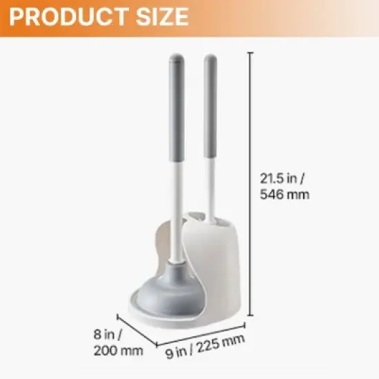 JANSNO Bathroom Toilet Brush & Plunger Set with PP Handle for Deep Cleaning image {2}