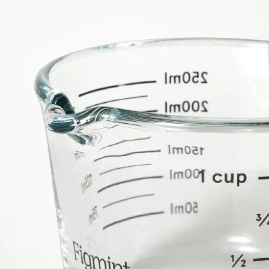 1 Cup Glass Measuring Cup Clear - Figmint&trade;: Borosilicate, Microwave & Dishwasher Safe, 8oz Capacity image {2}