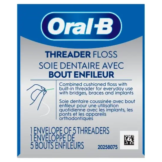 Oral-B Threader Dental Floss for Bridges, Braces and Implants - 30 Threaders image {1}
