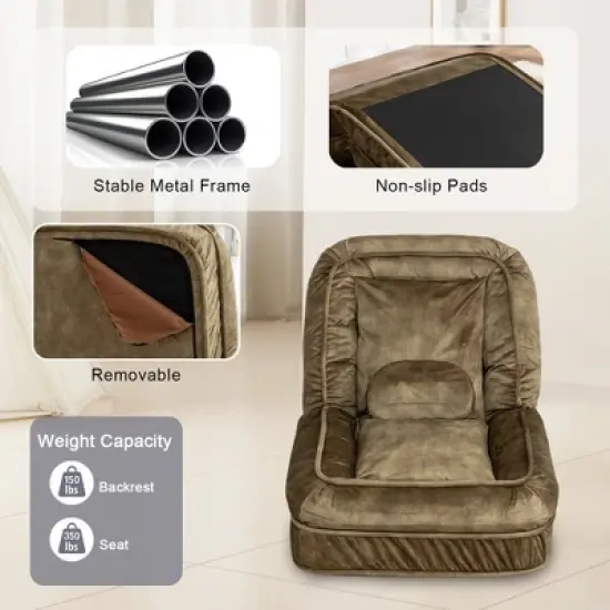 Polyester Human Dog Bed for Adult & Pets,with 5 Adjustable Position &Massage Pillow, Bean Bag floor sofa with 2 Soft Pillows image {2}