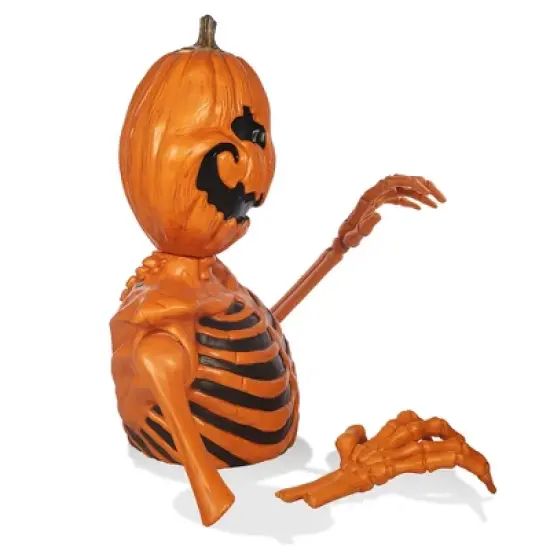 BOO BOX 48" Groundbreaking Pumpkin Skeleton, Orange - Creepy Outdoor Halloween Decorations for Yard image {4}