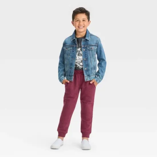 Boys' Fleece Jogger Pants - Cat & Jack&trade; Burgundy M image {2}