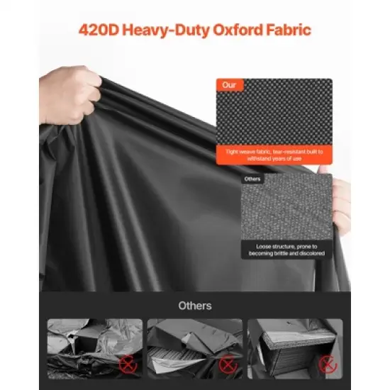 VEVOR Patio Furniture Cover, 420D Heavy Duty Waterproof Outdoor Dining Table and Chairs Cover, Large Rectangular Patio Table Covers, Black image {6}