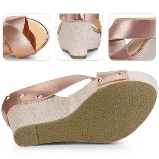 Perphy Women' Sandal Open Toe Platform Linen Slide Wedge Heel image {3}