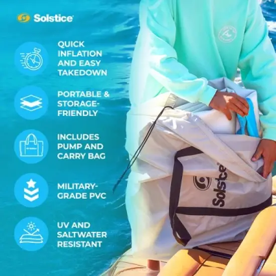 Solstice Original Floating Inflatable Dock, RISE Swimming Platform, 7 x 7 Foot Water Mat Swim Raft with Integrated Backrest and Mesh Entryway image {5}