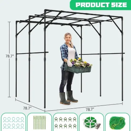 DoCred Tall Garden Arch Trellis for Climbing Plants, 79in Tall Metal Plant Support Trellis Archway for Climbing Vine image {3}
