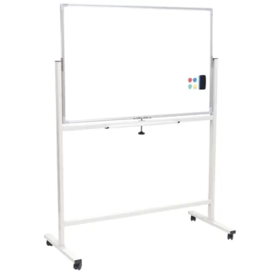 Excello Global Products 48" x 32" Reversible Whiteboard/Corkboard on Wheels (White Frame) image {7}