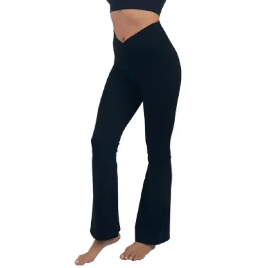 Alpine Swiss Leila Womens Flare Leggings High Waisted Crossover V Waist Buttery Soft Tummy Control Yoga Pants Not See Through Workout Bootcut Tights image {8}