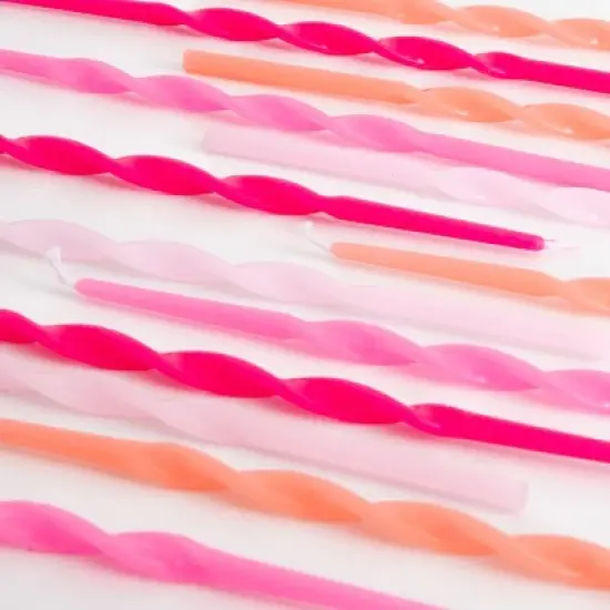 Meri Meri Pink Twisted Long Candles (Pack of 16) image {1}