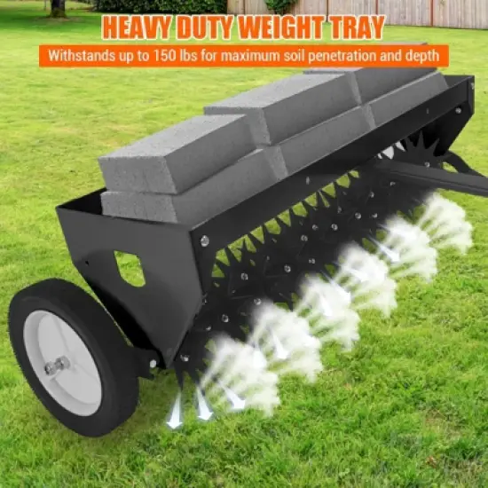 40-Inch Tow Behind Spike Aerator with Galvanized Steel Tines, Soil Penetrator with Extra-Wide Tow Bar with Adjustable Handle for Farm image {3}