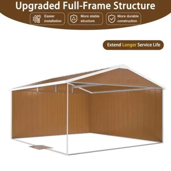 Metal Backyard Storage Shed with Sliding Door and Windows,Heavy Duty Outdoor Garden Storage Shed,Weatherproof Metal Tool Shed-Coolbibila image {6}