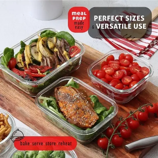 JoyTable Glass Food Storage Containers with Lids, Airtight Glass Meal Prep Containers, Reusable Glass Containers with Leakproof Snap Lock Lids image {8}