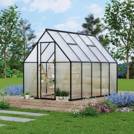 Aluminum-Framed Greenhouse, Heavy Duty Polycarbonate Greenhouse with Quick Setup Structure and Roof Vent, Enhanced Aluminum GreenhouseKit for Outdoor image {9}