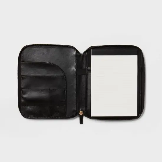 Faux Leather Zip Tech Case 9.98" Ring Binder Black - Threshold&trade; image {2}