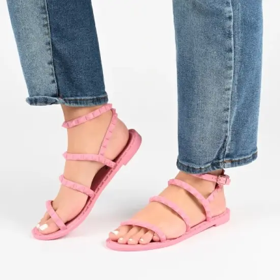 Journee Collection Womens Saphira Multi Strap Studded Jelly Sandal image {8}