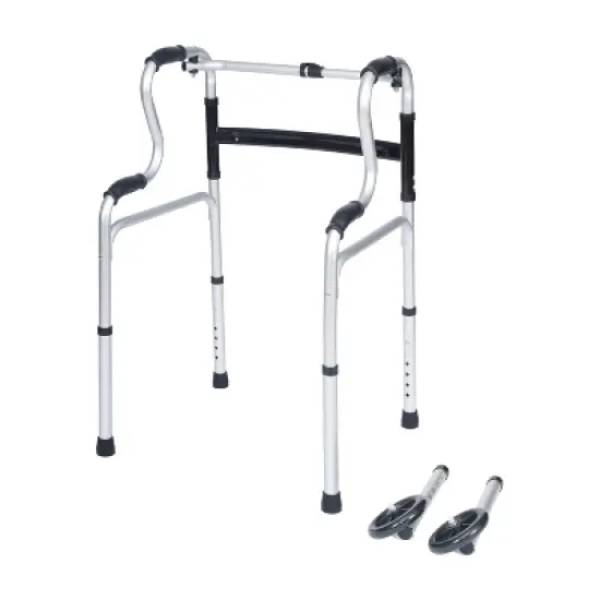 Flash Furniture Lightweight Adjustable Height Bi-Level Folding Walker w/ Dual Frame Types in Gry image {5}