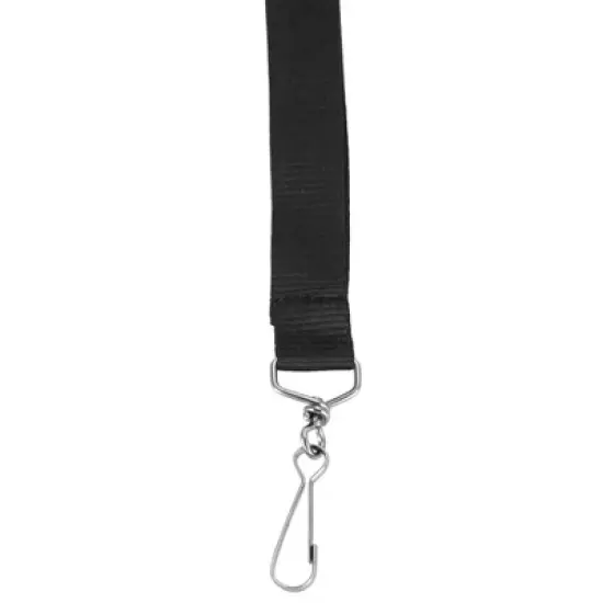 SICURIX Recycled PET Lanyard, Flat Style, J Hook, Black, Pack of 12 image {2}