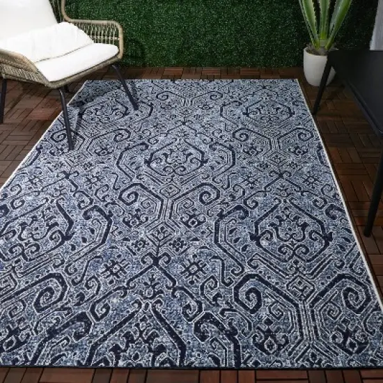 Paisley Outdoor Rug Blue - Threshold&trade; image {1}