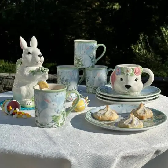 Certified International (Set of 4) 18oz Easter Morning 3D Bunny Mugs image {3}