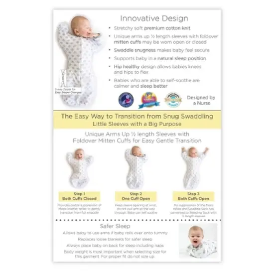 SwaddleDesigns Transitional Swaddle Sack Wearable Blanket - Sterling Polka Dots on White image {4}