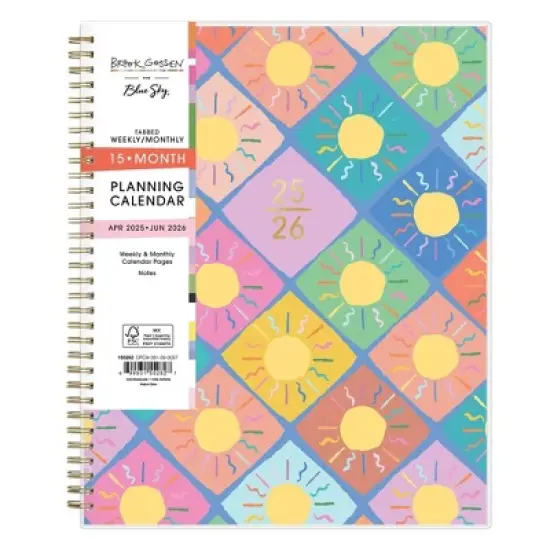 Blue Sky Brook Gossen Clear 8.5"x11" 2025-2026 Weekly/Monthly Wirebound Planner 15 Months Sun image {2}