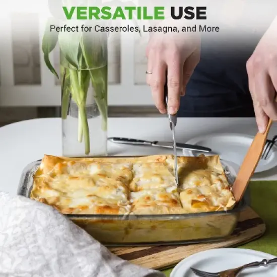 NutriChef 4 Sets Glass Bakeware - High Borosilicate Rectangular Glass Baking Dish w/ Blue BPA-Free Lids, Freezer-to-Oven Home Kitchen Bake Casserole image {5}