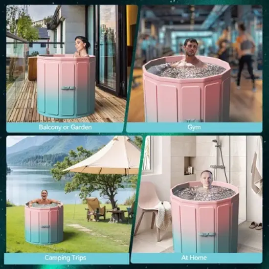 WARMOUNTS 77 Gallon Foldable Cold Plunge Tub with 5-Layer Insulation for Hot & Cold Therapy image {6}