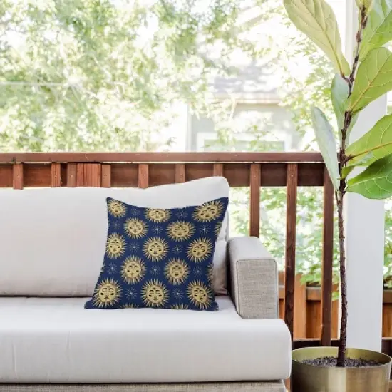 Deny Designs Avenie Vintage Sun Outdoor Throw Pillow Navy image {1}