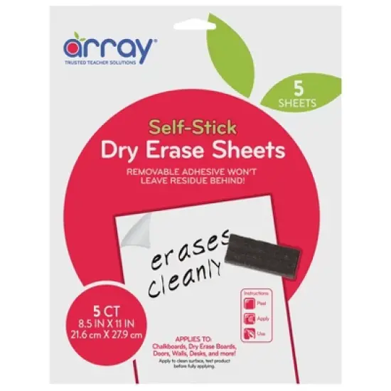 Array&reg; Dry Erase Sheets, 8.5" x 11" Plain, Pack of 5 image {4}