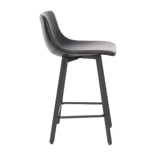 Flash Furniture Caleb Modern Armless 24 Inch Counter Height Stools Commercial Grade with Footrests and Matte Metal Frames, Set of 2 image {9}