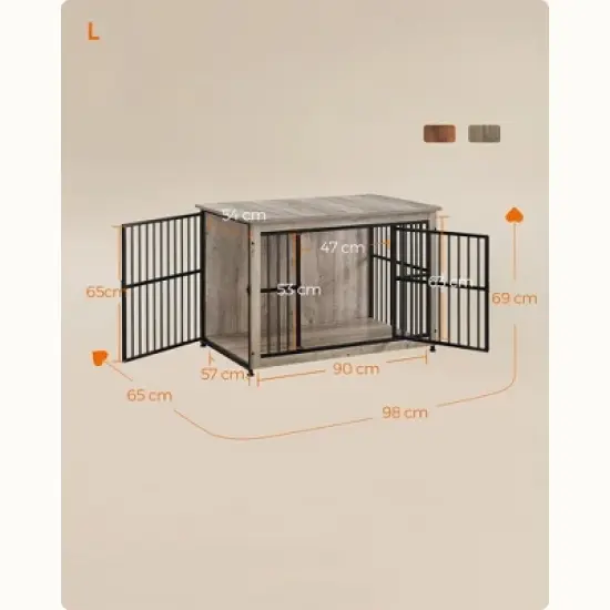 Feandrea Dog Crate Furniture, Side End Table, Modern Kennel for Dogs Indoor up to 70 lb, Heavy-Duty Dog Cage with Enclosed Base image {6}