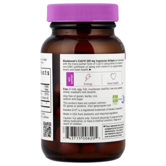 Bluebonnet Nutrition CoQ10, 200 mg, 60 Vegetarian Softgels image {2}