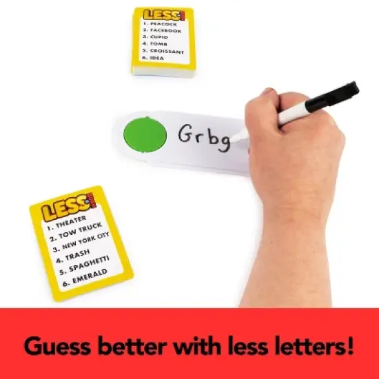 Spin Master Games Less is More, Party Board Game Fun Word Letter Card Game Funny Gift Toy Living Room Family Game Night image {1}