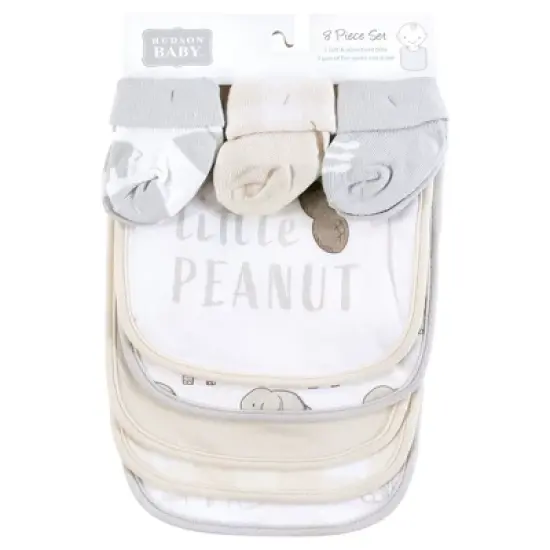 Hudson Baby Cotton Bib and Sock Set, Little Peanut, One Size image {1}