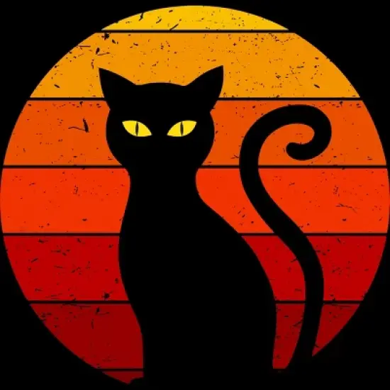 Men's Design By Humans Vintage Retro Sunset Halloween Black Cat I By lemonpepper Tank Top image {1}