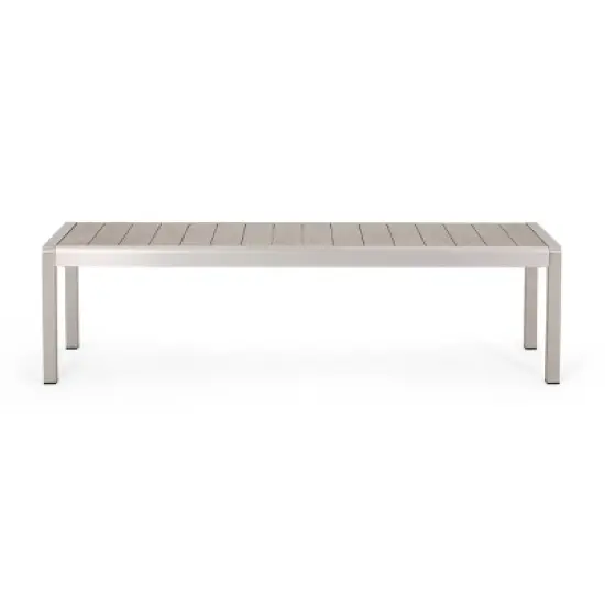 GDFStudio Crested Bay Outdoor Aluminum and Faux Wood Bench image {1}