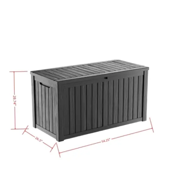 NAYSAYE Deck Box, 150 Gal Outdoor Storage Deck Box, Small Patio Storage Bin for Garden Tools, Black, 54.25"*26.5"*28.74" image {2}