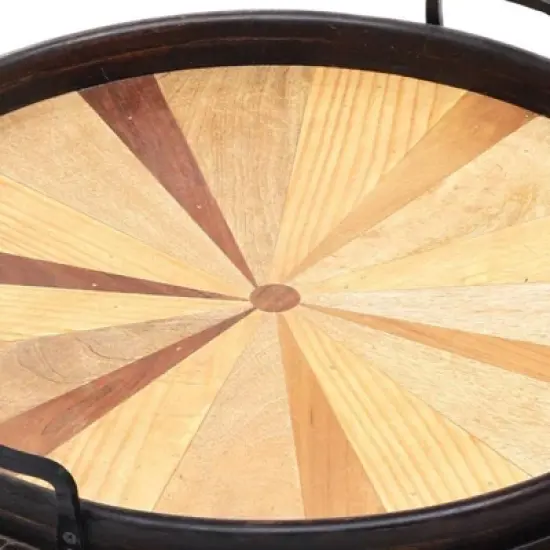 SEVOBAL Serving Platters Handcrafted Round Wooden Serving Tray, Elegant Decor and Functional Platter for Stylish Living, Brown, 23.5"*23.5"*3.5" image {4}