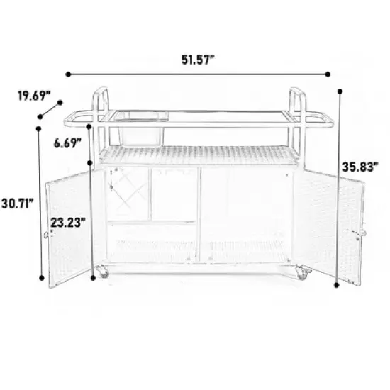 Anybear Patio Bar Table, Wicker Bar Cart with Cabinet, one ice bucket,Lockable Wheels, Side Basket for Garden, Poolside & Backyard, Black image {5}
