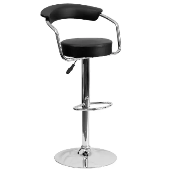 Flash Furniture Contemporary Vinyl Adjustable Height Barstool with Arms and Chrome Base image {10}